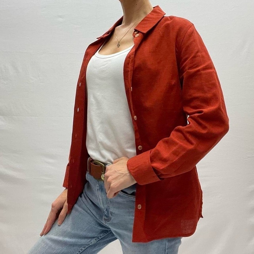 Max Cocos Linen long sleeves red shirt size S buttoned down women’s